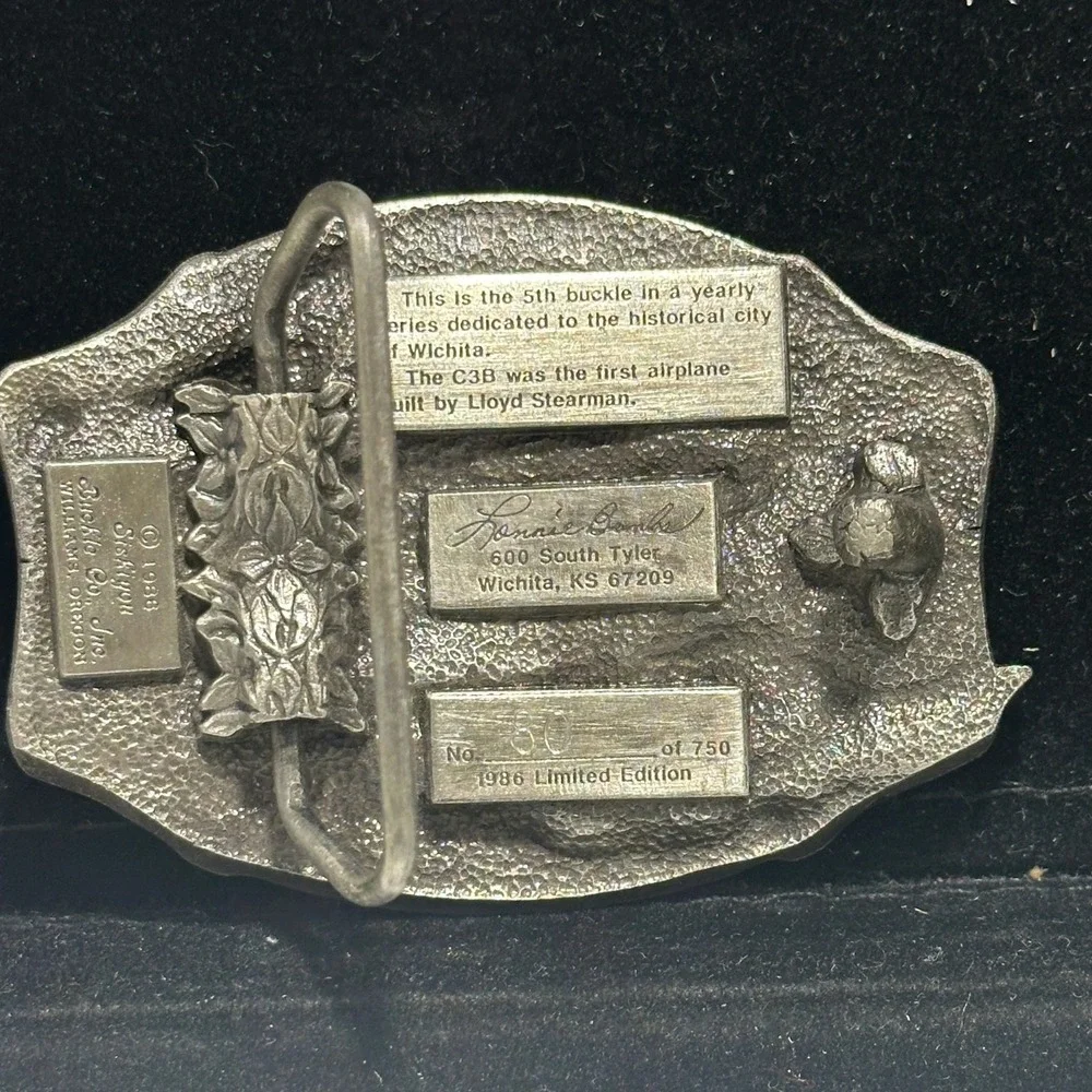 Vintage 1986 Wichita KS Air Capital Biplane Limited Edition 80/750 Belt Buckle